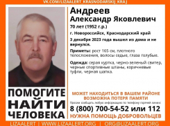 В Новороссийске пропал 70-летний пенсионер 