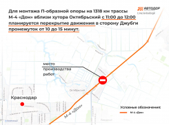 Внимание! На М-4 «Дон» под Краснодаром будет приостановлено движение