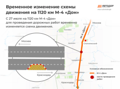 Внимание, водители! На М-4 «Дон» в направлении Краснодара будут перекрывать движение