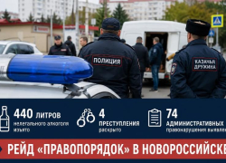 74 нарушения и 440 литров нелегального алкоголя: итоги рейда в Новороссийске