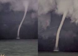 Ужасно… красиво: над Черным морем – эффектный смерч, а от града «разрывались» сигнализации