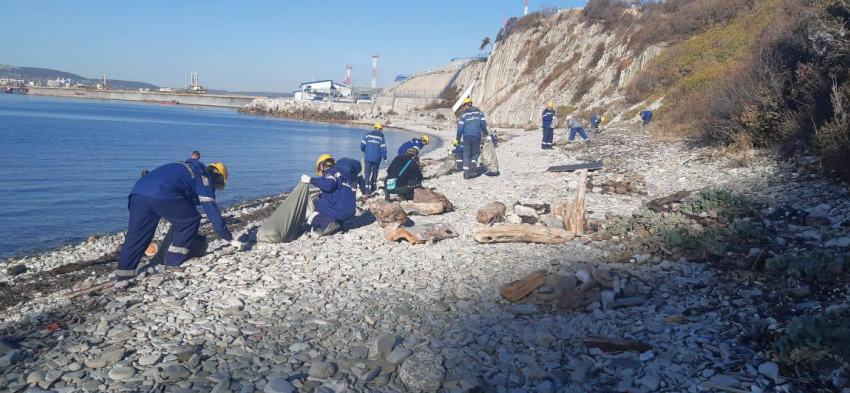 Волонтеры АО «Черномортранснефть» провели уборку берега Черного моря в Новороссийске