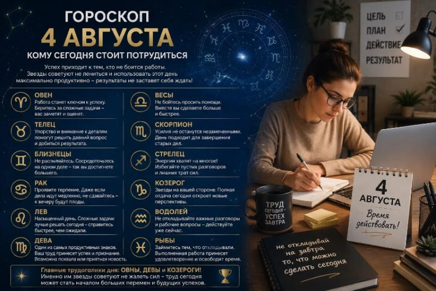 Сегодня успех любит трудолюбивых: кому 4 августа стоит выложиться на все сто