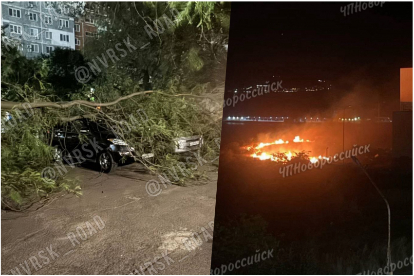 Ночная непогода в Новороссийске: ветер повредил автомобили и осложнил тушение пожара 