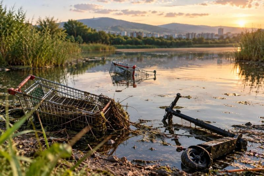 В прудах Новороссийска нашли тележки и самокаты