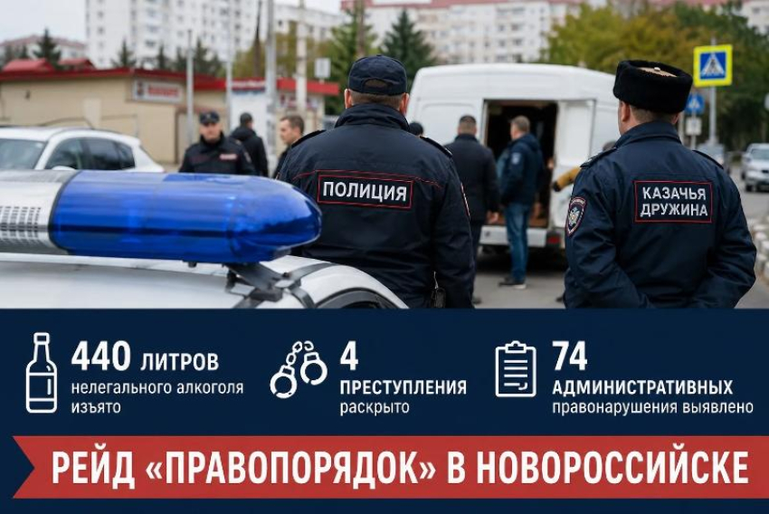 74 нарушения и 440 литров нелегального алкоголя: итоги рейда в Новороссийске