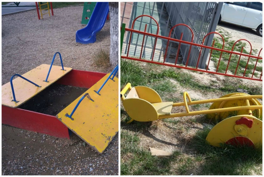 В Приморском районе Новороссийска приступили к ремонту детских площадок