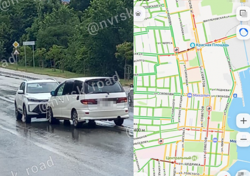 Иномарки целуются: Новороссийск утопает в пробках и столкновениях