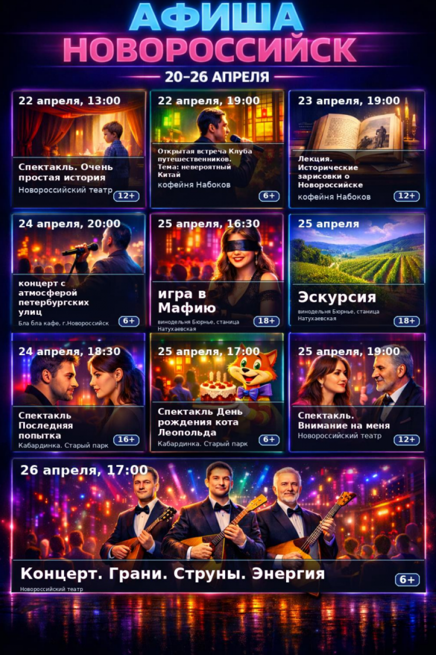 Афиша культурных событий в Новороссийске: куда сходить и на что посмотреть 