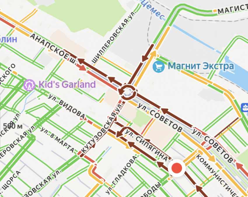 Чудовищные пробки в центре Новороссийска 